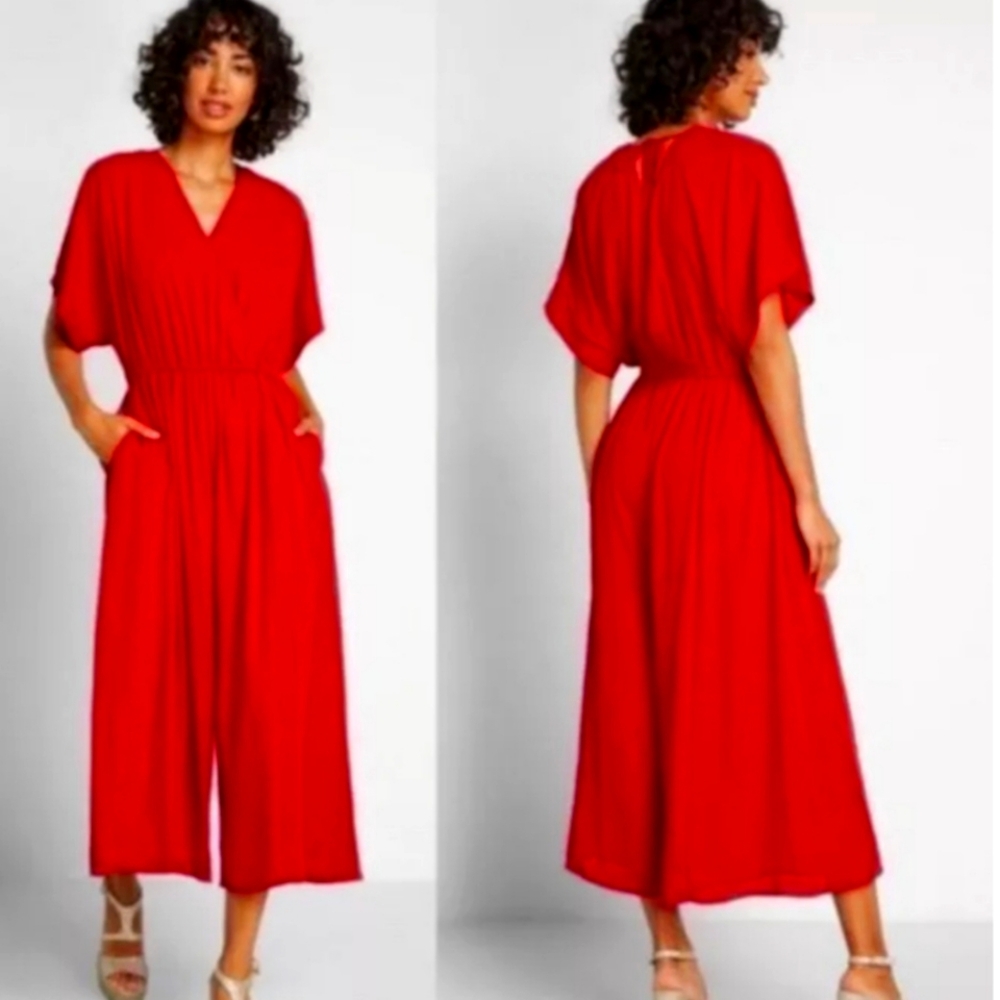 NWOT-ModCloth Red Wide Leg Jumpsuit